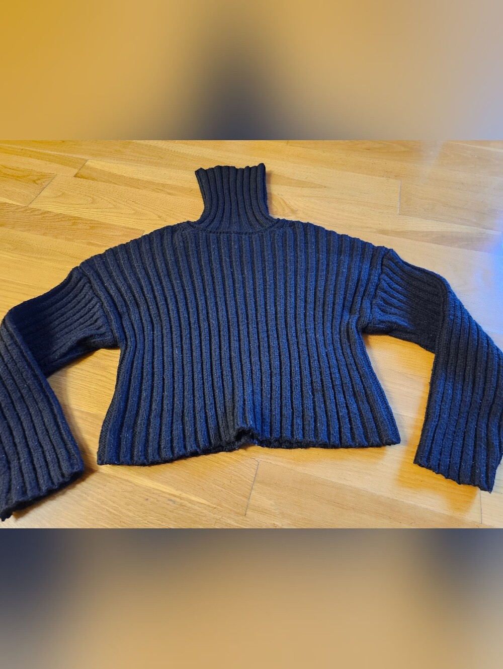 TopShop Turtleneck Ribbed Wool Blend Sweater Black Size 4-6 Small - Medium